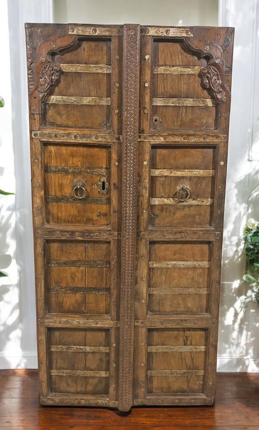 Antique Teak Wood Big Size Wall Décor Door Panel Original Old Hand Carved 3x6 feet