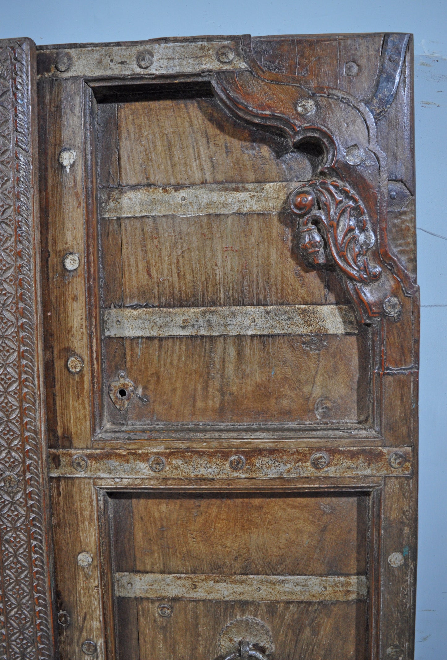 Antique Teak Wood Big Size Wall Décor Door Panel Original Old Hand Carved 3x6 feet