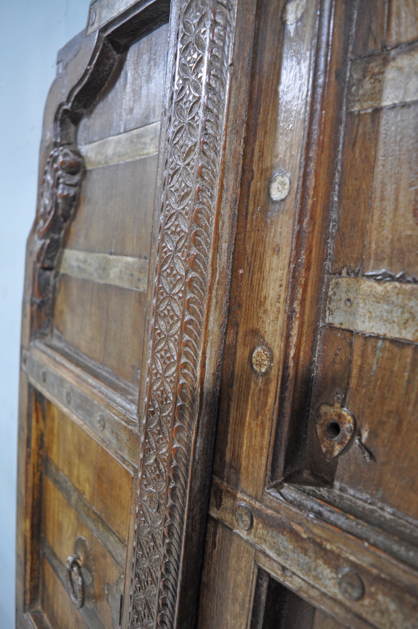 Antique Teak Wood Big Size Wall Décor Door Panel Original Old Hand Carved 3x6 feet