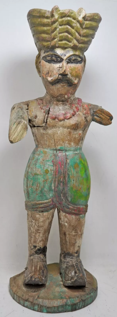 Antique Solid Wood Large Size Watchman Statue Figurine Original Fine Hand Carved