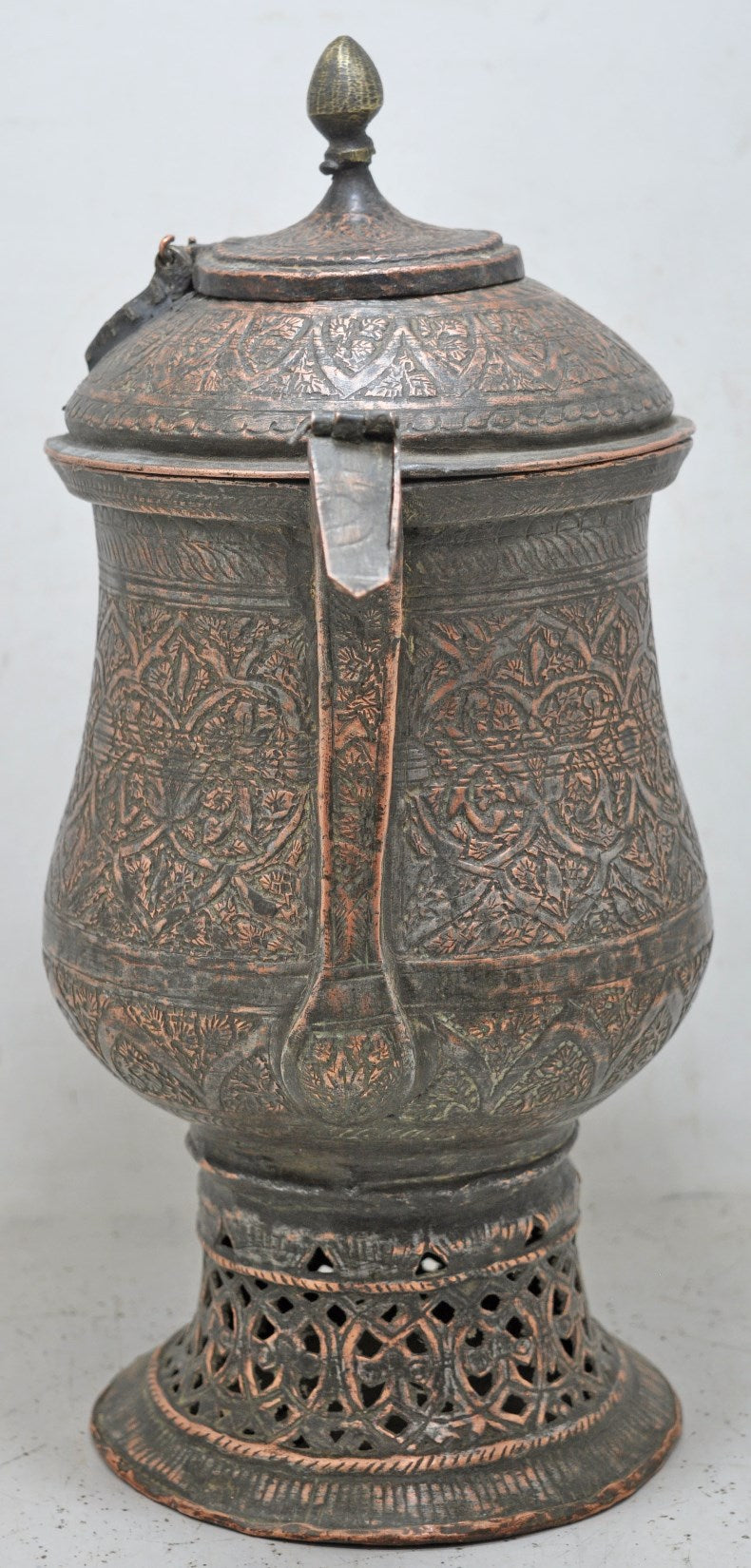 Antique Copper Large Size Kashmiri Tea Pot Kettle Original Old Very Fine Engraved