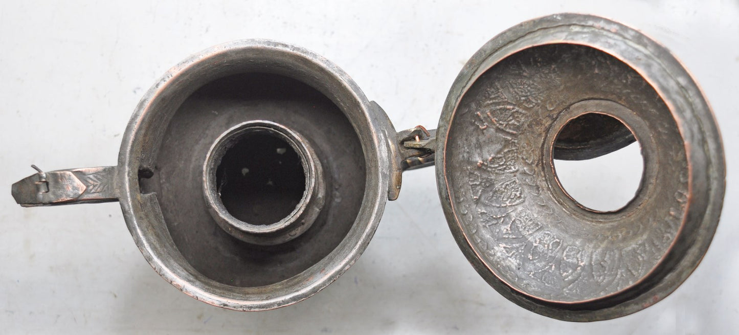 Antique Copper Large Size Kashmiri Tea Pot Kettle Original Old Very Fine Engraved