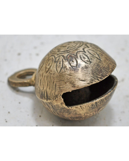 Antique Brass Small Animals Cow Bell Original Old Hand Crafted Engraved