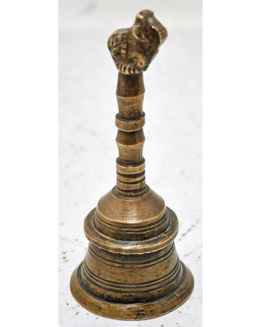 Antique Brass Holy Cow Temple Aarti Bell Original Old Hand Crafted Engraved
