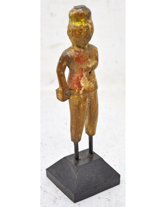 Antique Wooden Woman Figurine Orignal Old Hand Carved Painted