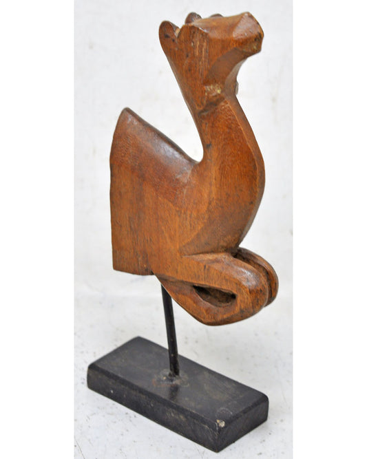 Vintage Wooden Camel Figurine on Stand Original Old Hand Carved