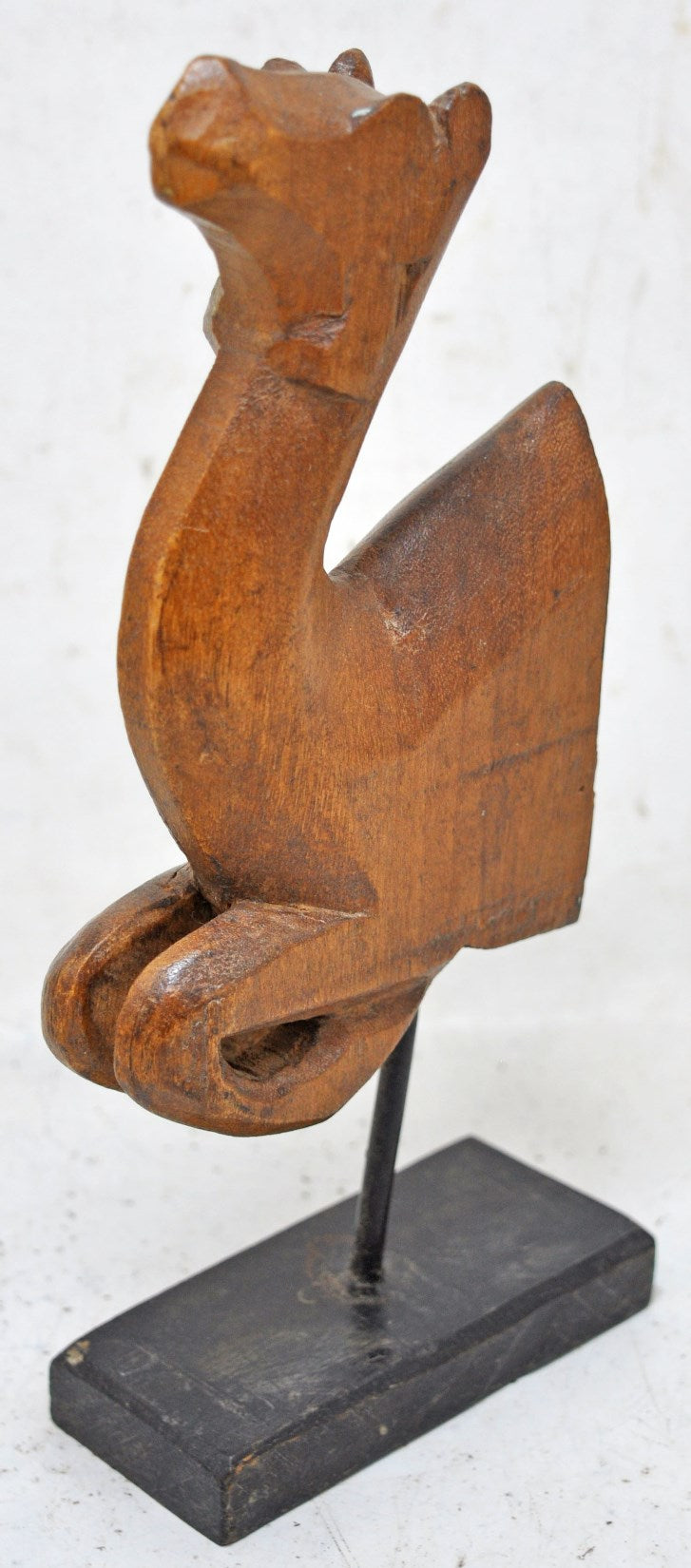 Vintage Wooden Camel Figurine on Stand Original Old Hand Carved