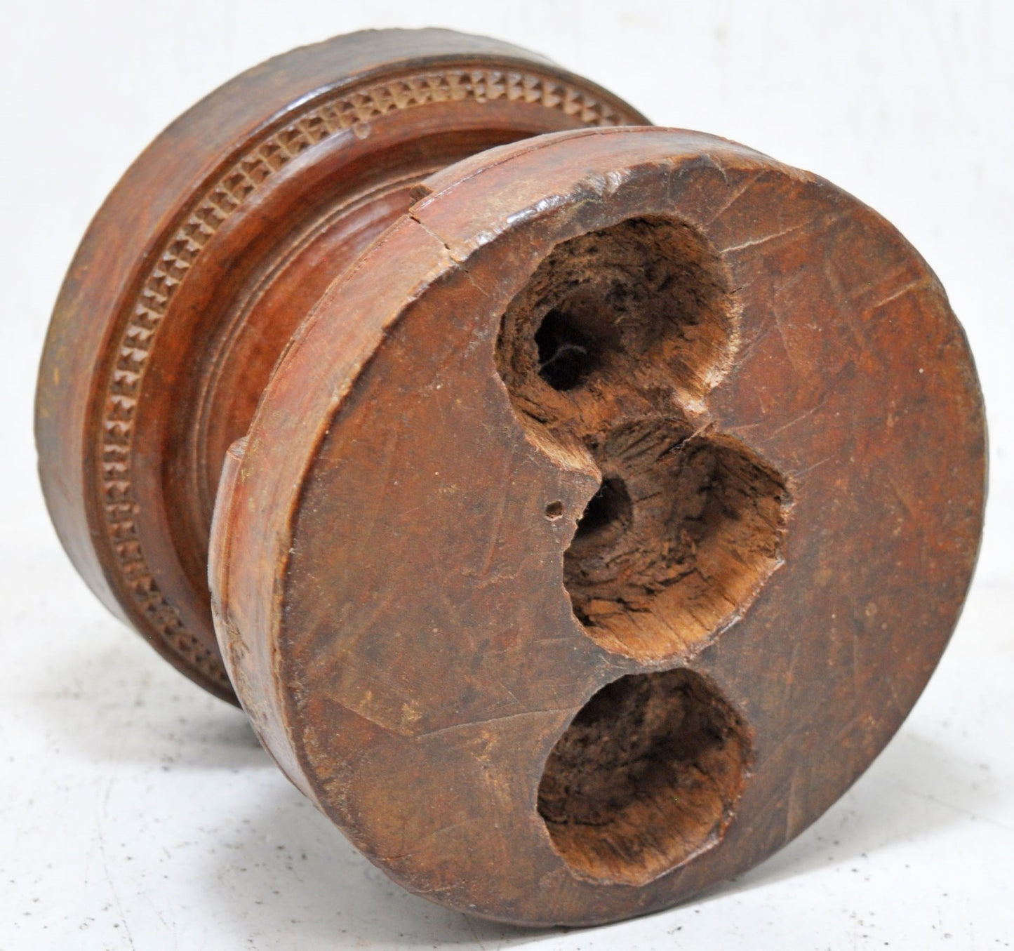 Antique Wooden Agricultural Seeder Bijni Original Old Hand Carved