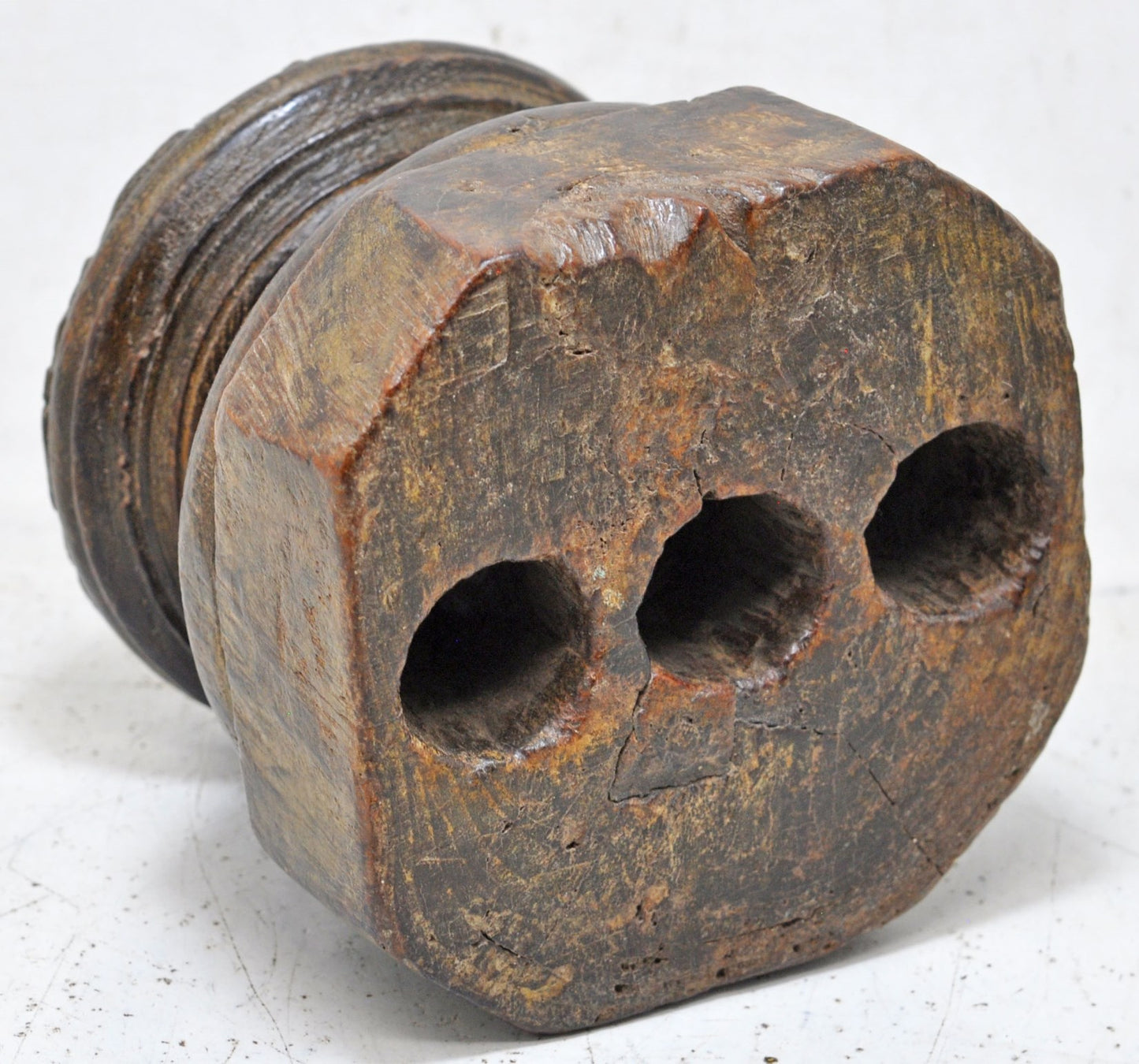 Antique Wooden Agricultural Seeder Bijni Original Old Hand Carved