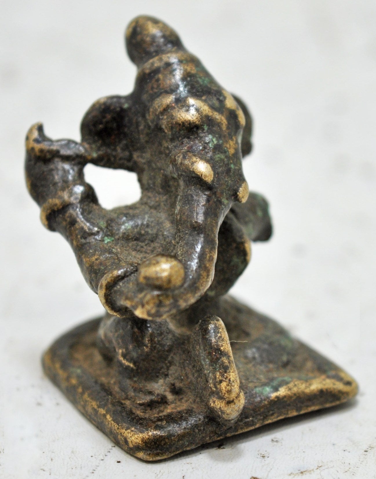 Antique Brass God Ganesha Idol Figurine Original Old Hand Crafted Fine Engraved
