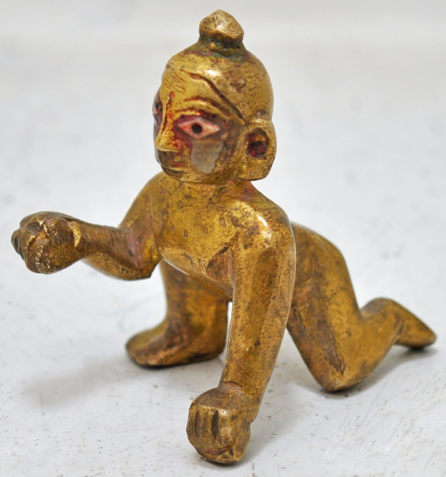 Antique Brass Baby God Krishna Idol Figurine Original Old Hand Crafted Engraved