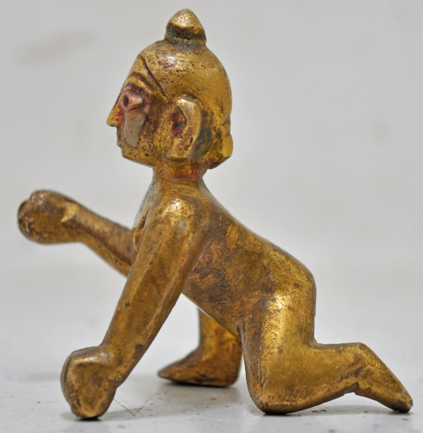 Antique Brass Baby God Krishna Idol Figurine Original Old Hand Crafted Engraved