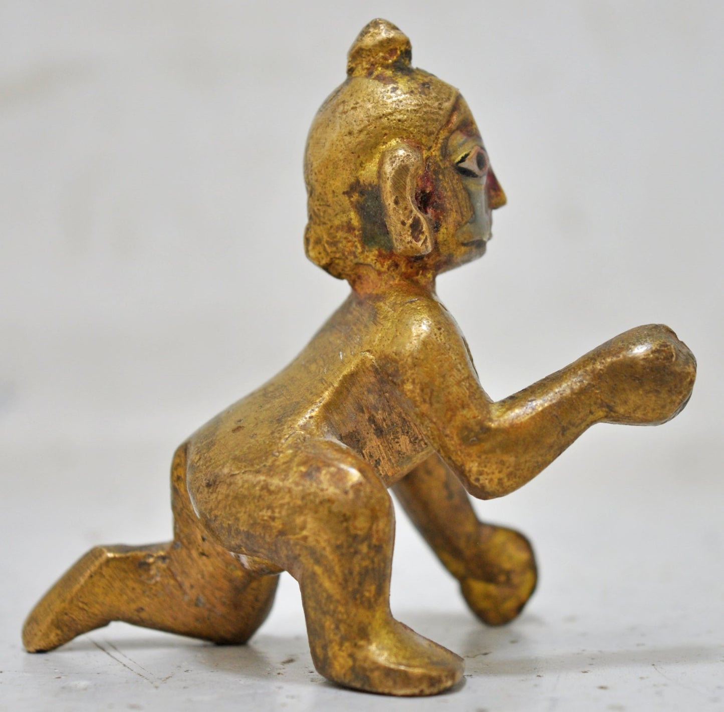 Antique Brass Baby God Krishna Idol Figurine Original Old Hand Crafted Engraved