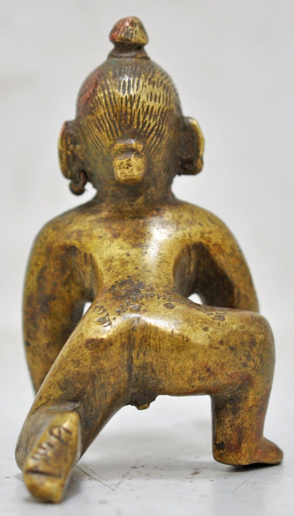 Antique Brass Baby God Krishna Idol Figurine Original Old Hand Crafted Engraved