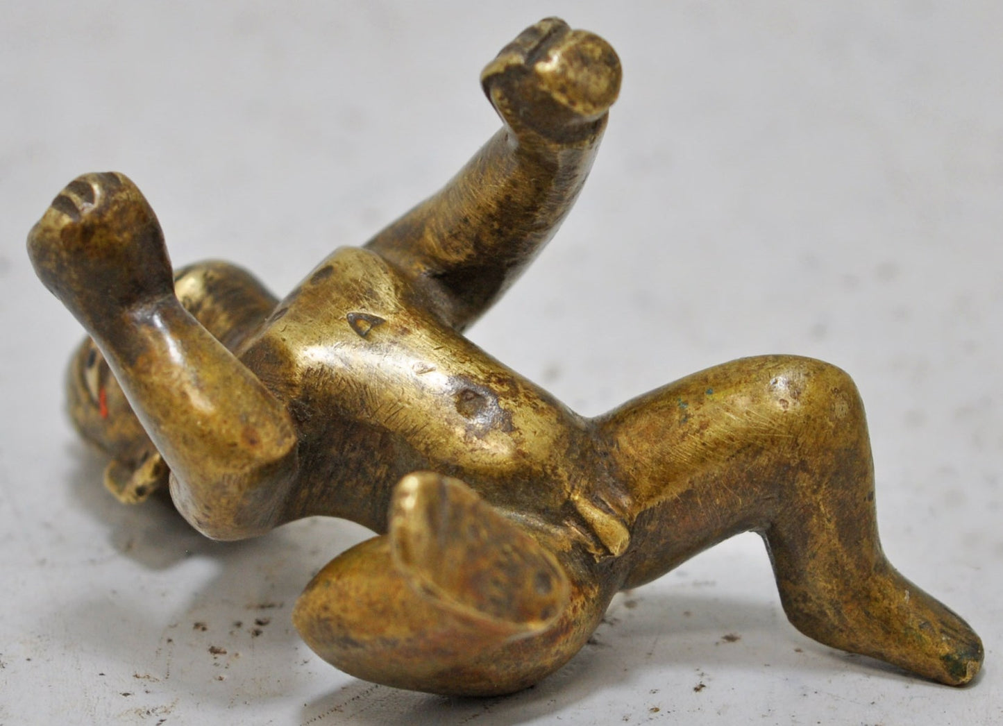 Antique Brass Baby God Krishna Idol Figurine Original Old Hand Crafted Engraved