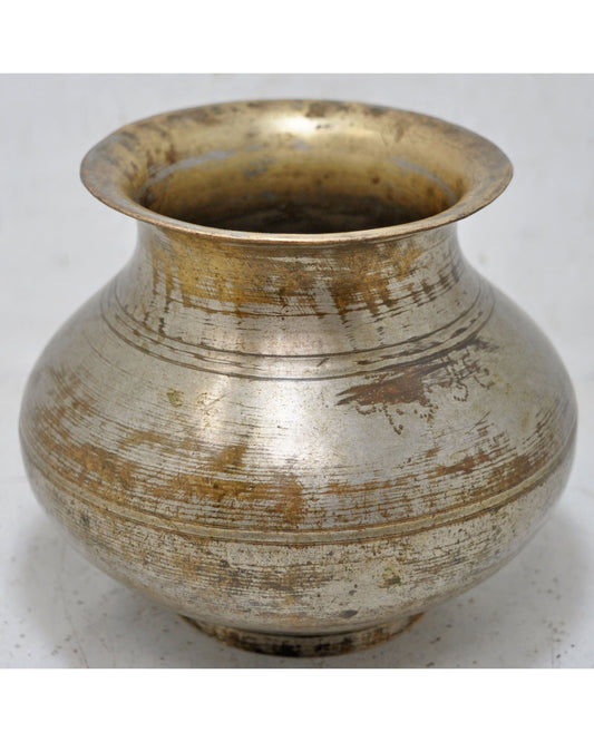 Antique Brass Water Drinking Lota Pot Original Old Hand Crafted Nickel Coated