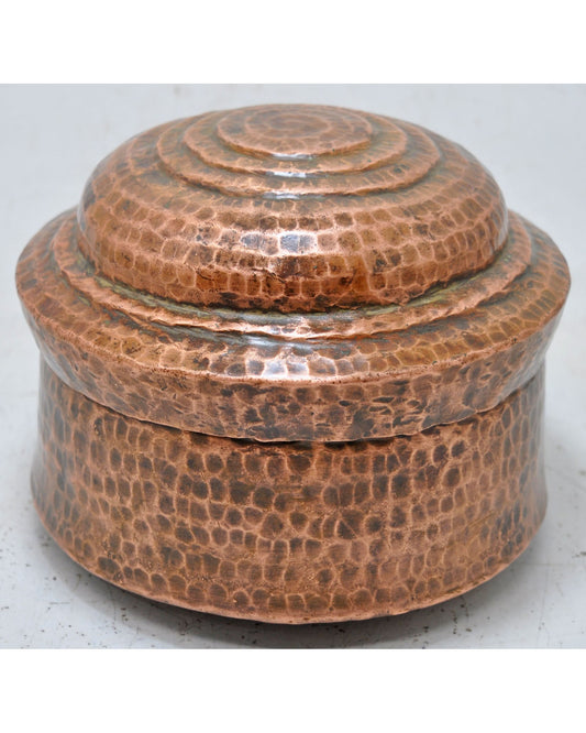 Antique Copper Round Chapati Bread Food Box Original Old Hand Crafted