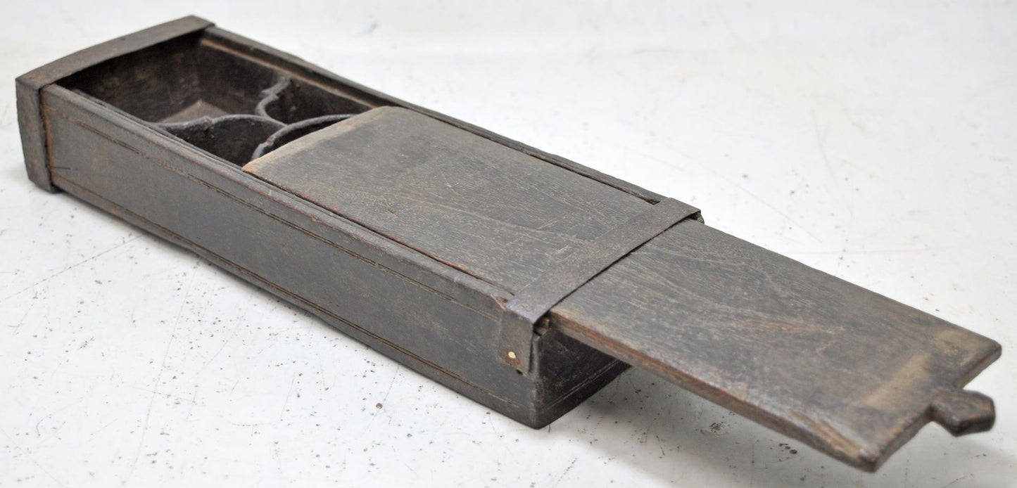Antique Wooden Measuring Scale Storage Box Original Old Hand Carved
