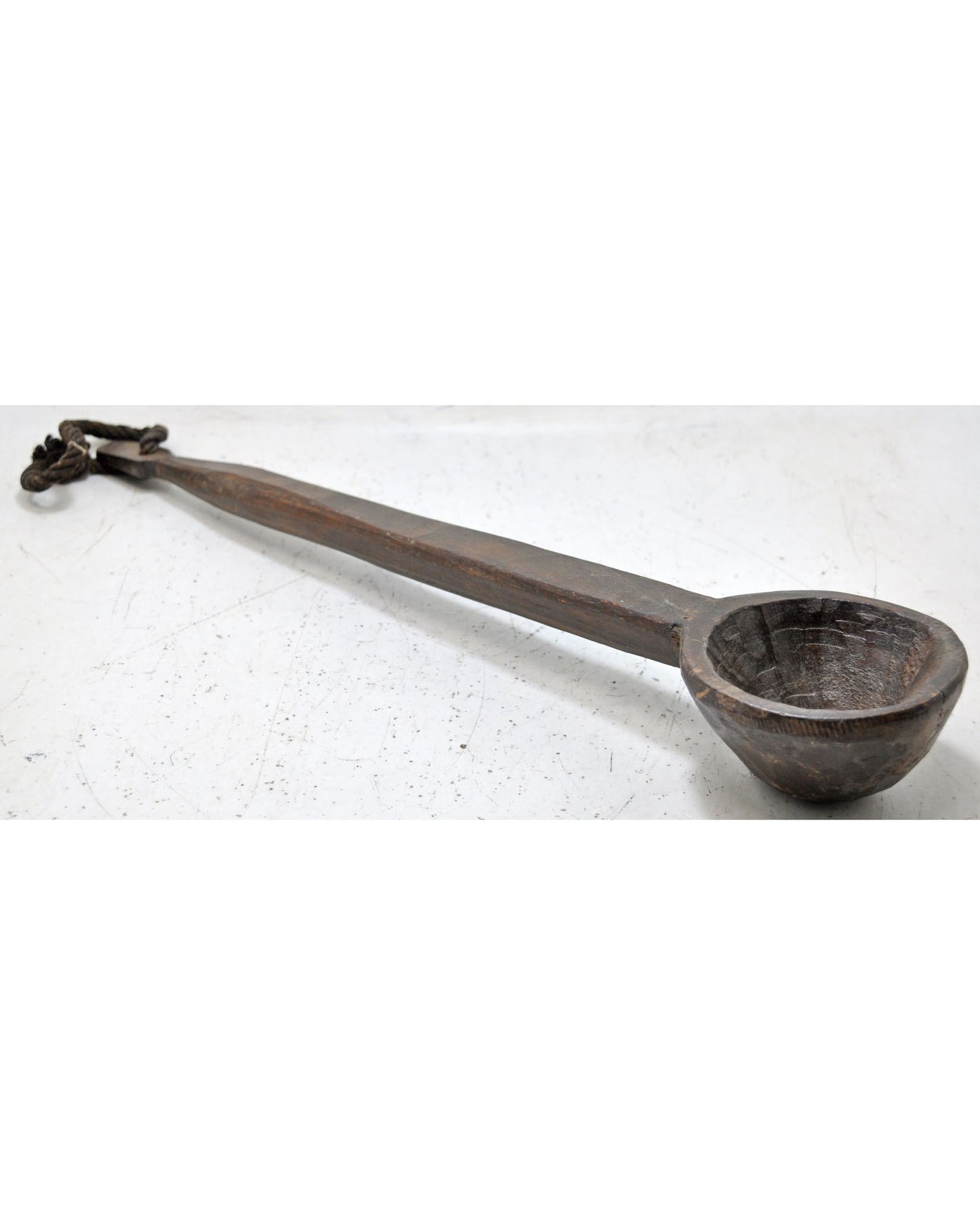 Antique Wooden Long Serving Spoon Original Old Hand Carved