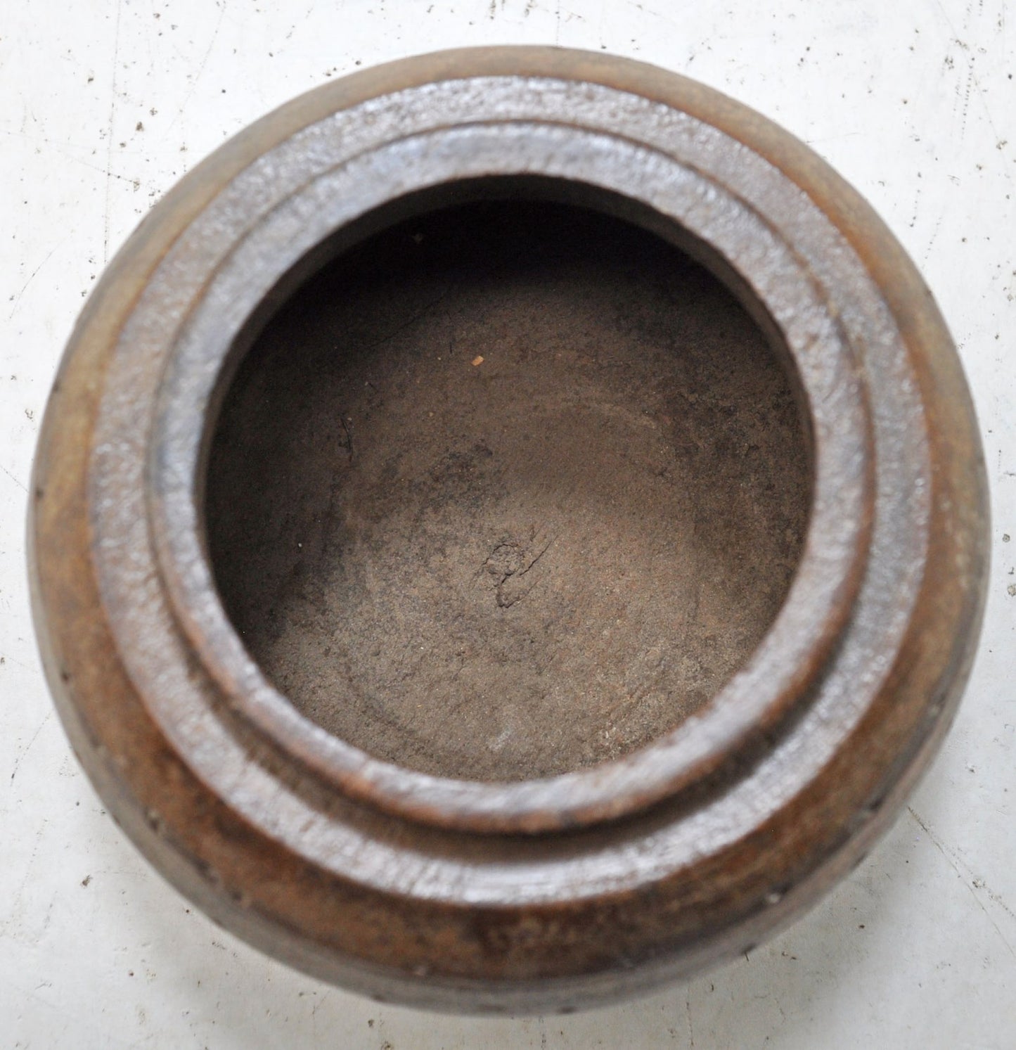 Antique Wooden Round Pot Original Old Hand Crafted