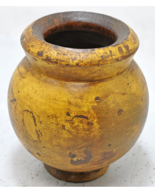 Vintage Wooden Round Water Drinking Lota Pot Original Old Hand Carved