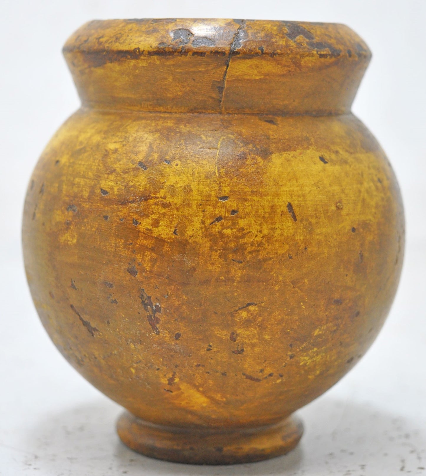 Vintage Wooden Round Water Drinking Lota Pot Original Old Hand Carved