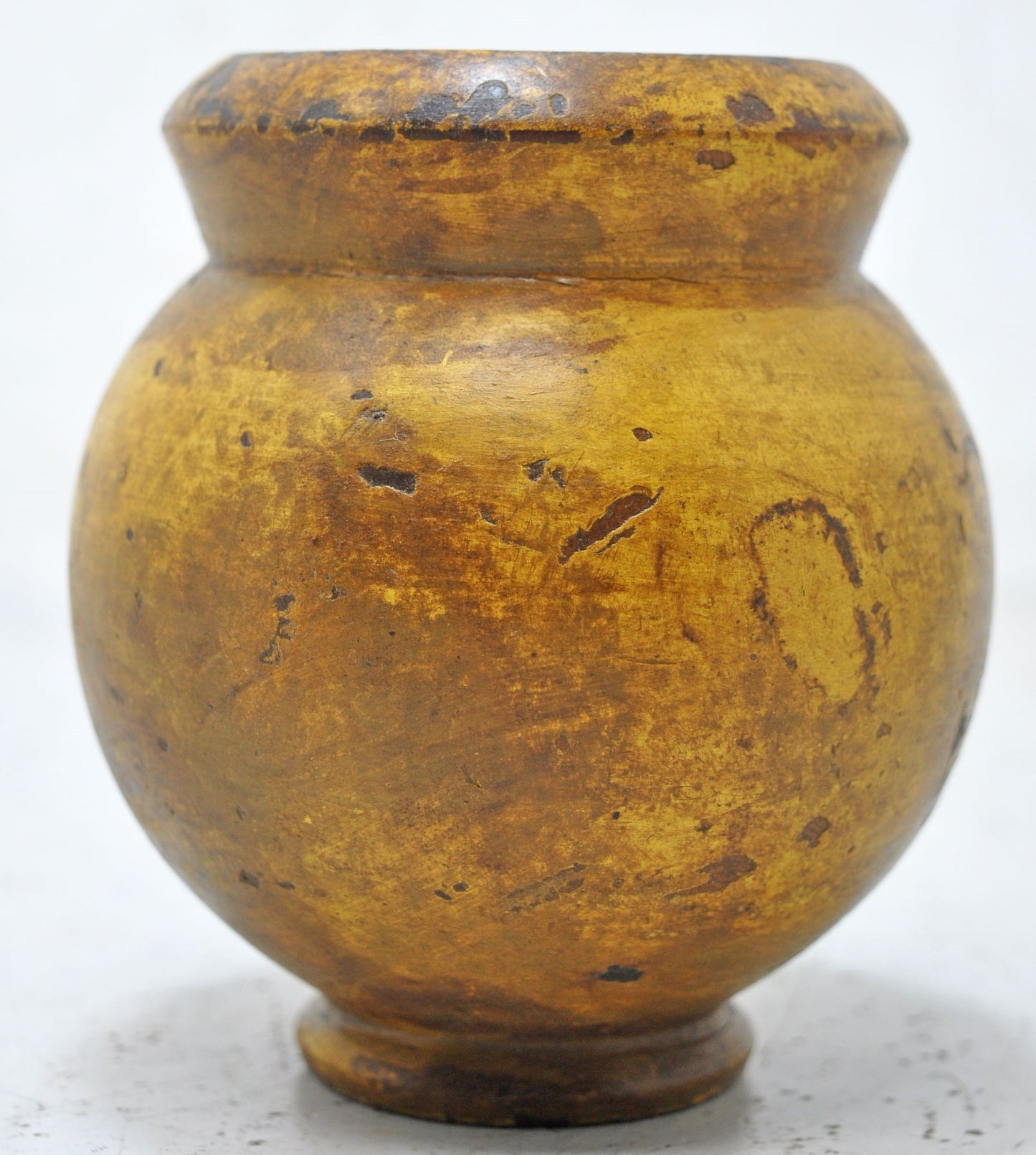 Vintage Wooden Round Water Drinking Lota Pot Original Old Hand Carved