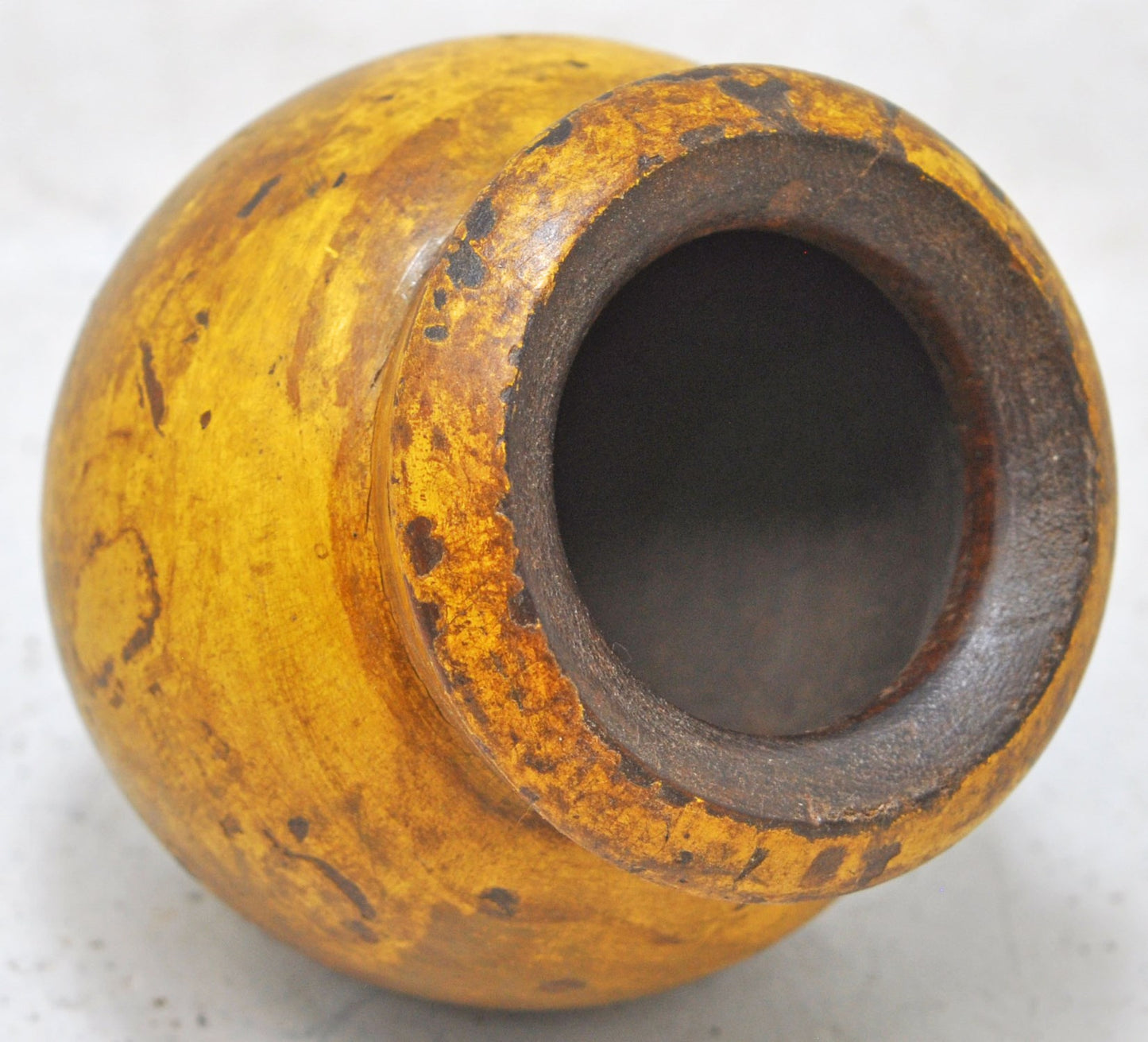 Vintage Wooden Round Water Drinking Lota Pot Original Old Hand Carved