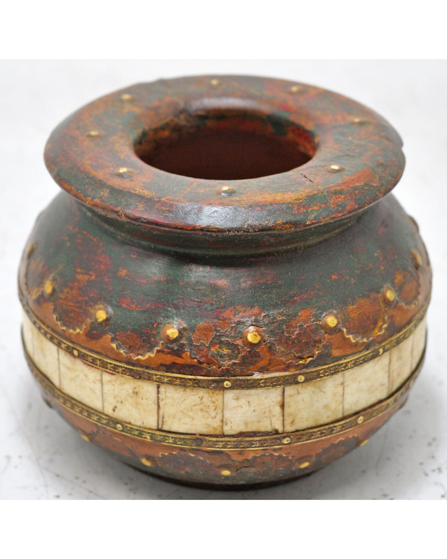 Vintage Wooden Round Water Drinking Lota Pot Original Old Hand Carved