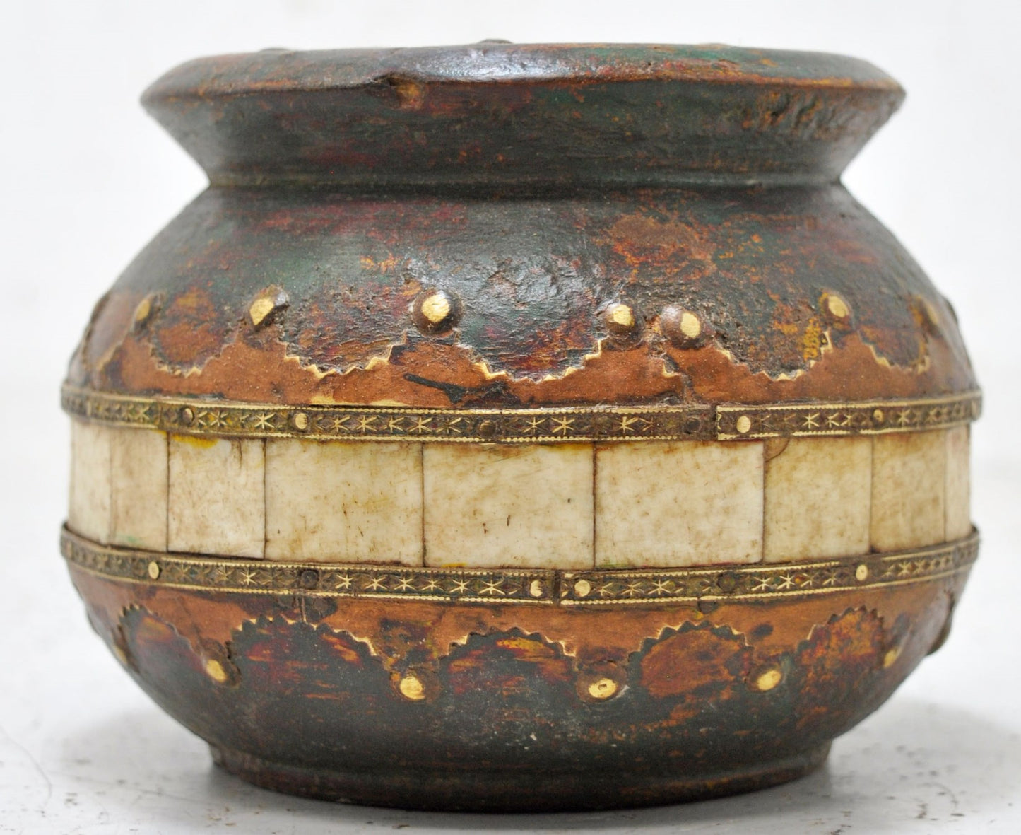 Vintage Wooden Round Water Drinking Lota Pot Original Old Hand Carved