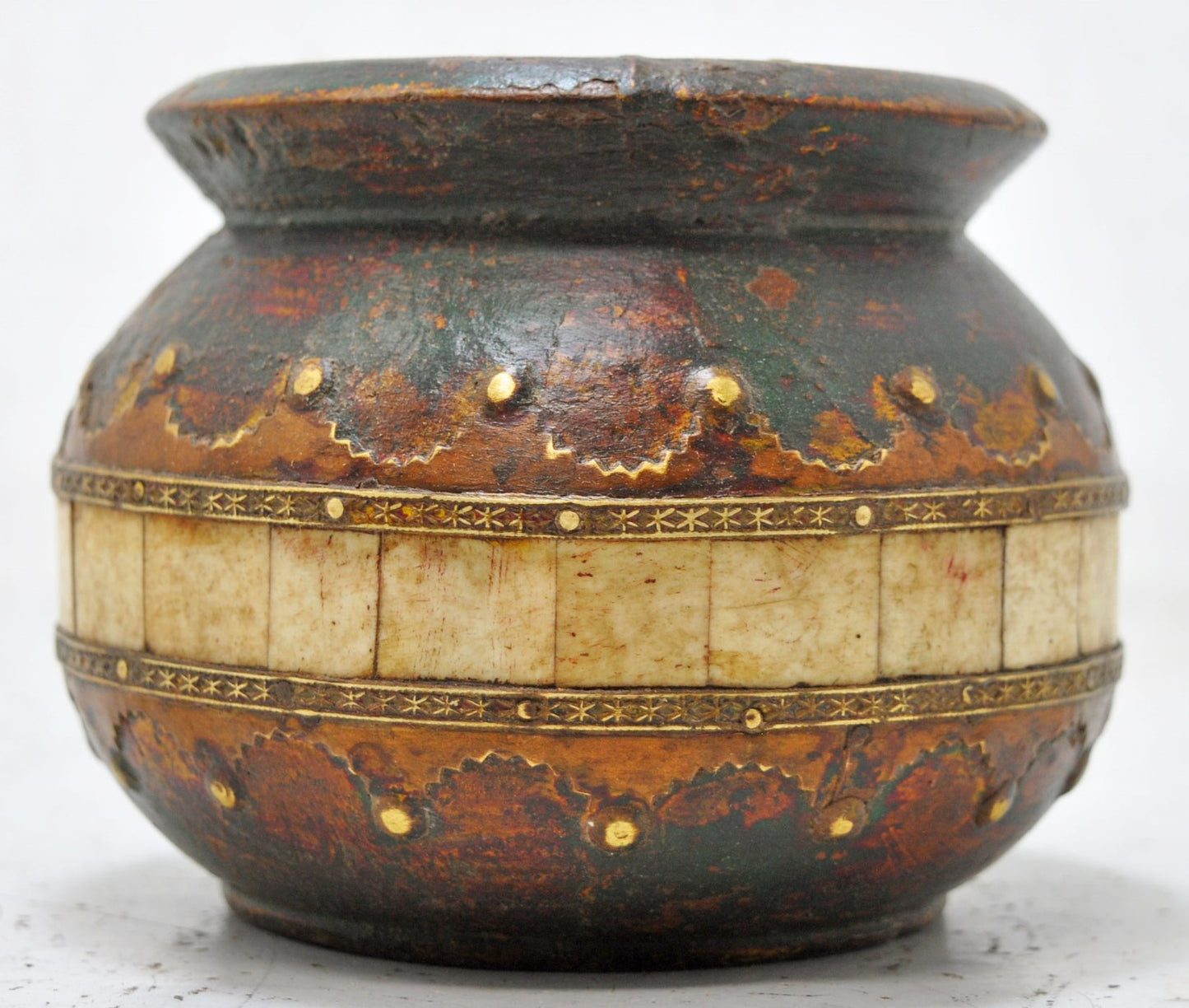 Vintage Wooden Round Water Drinking Lota Pot Original Old Hand Carved