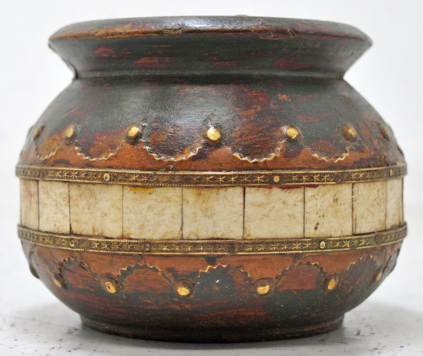 Vintage Wooden Round Water Drinking Lota Pot Original Old Hand Carved