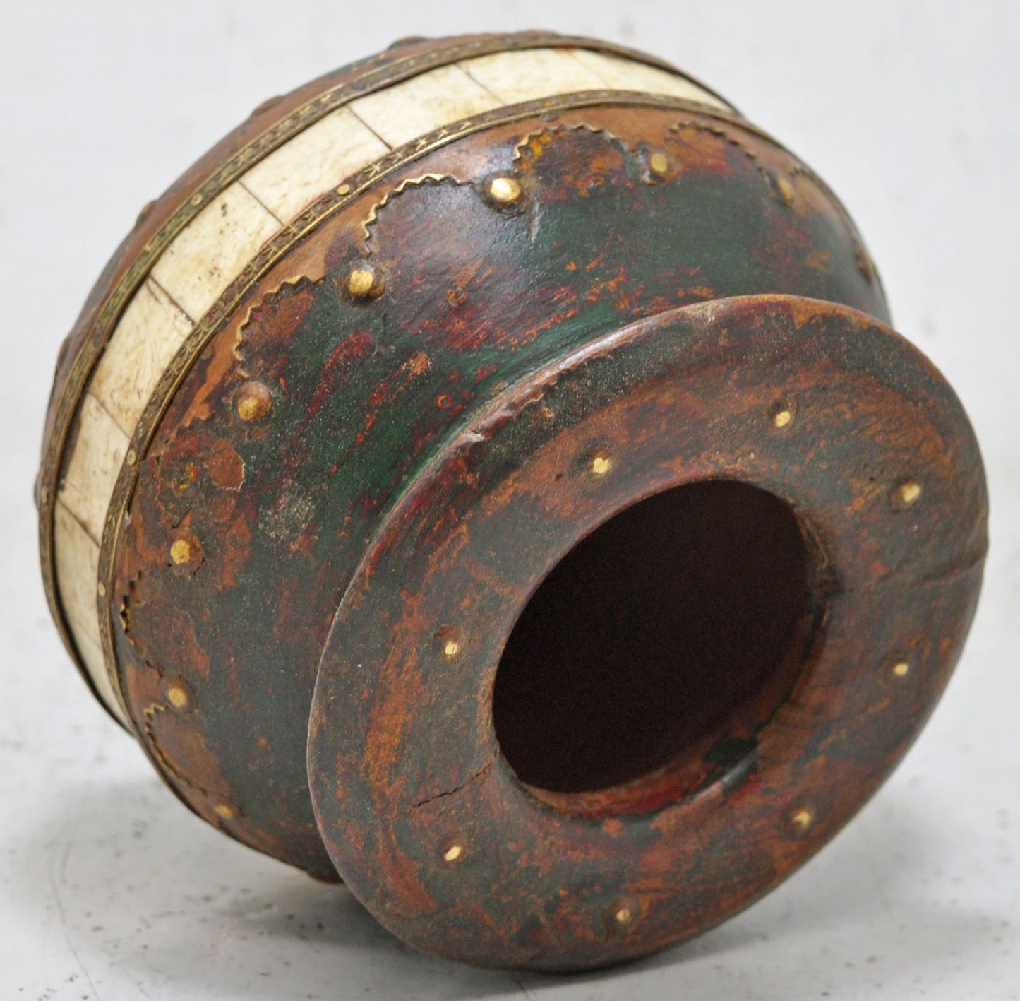 Vintage Wooden Round Water Drinking Lota Pot Original Old Hand Carved