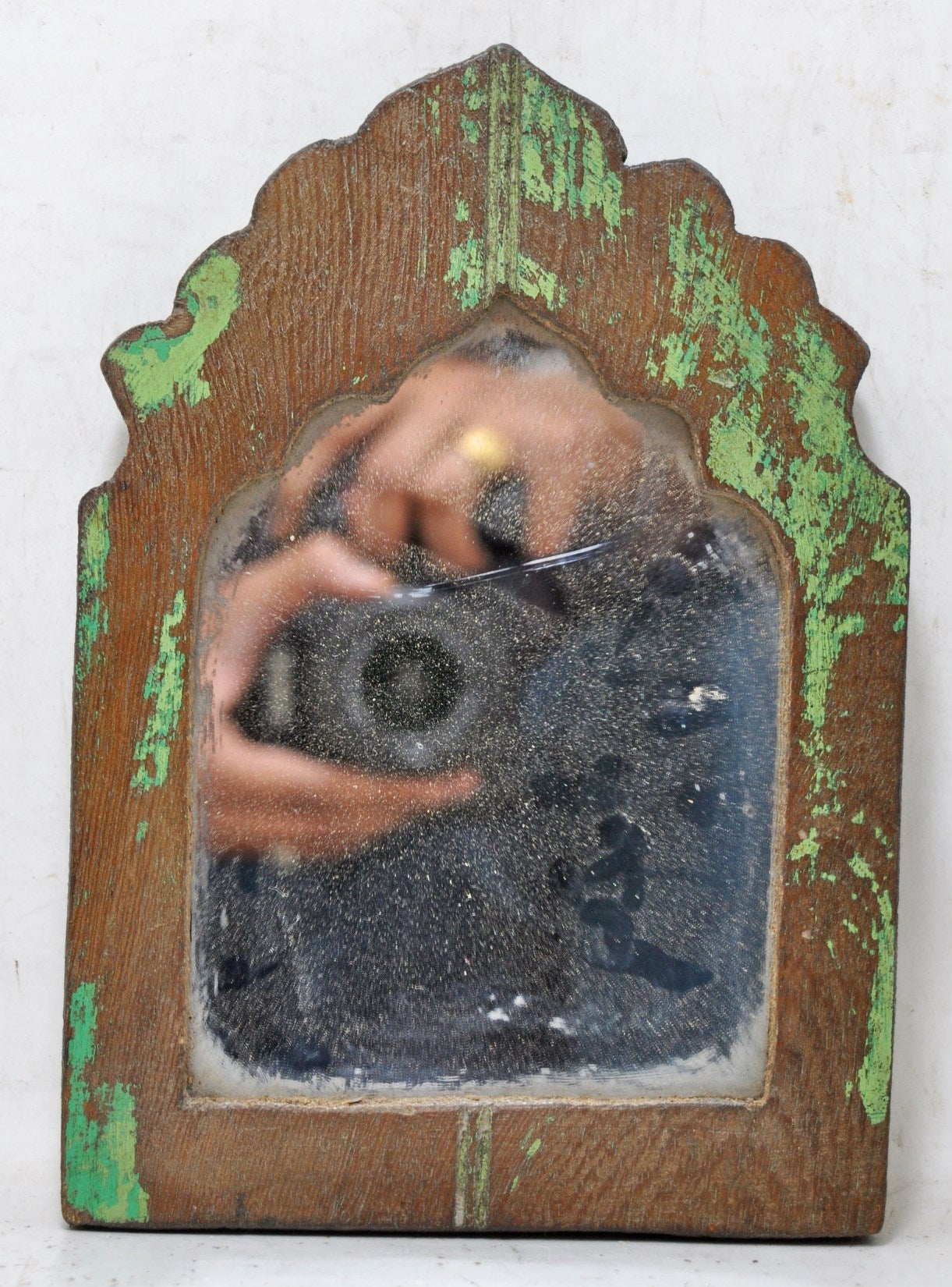 Salvage Reclaimed Wood Wall Décor Arch Shaped Mirror Frame Rustic Polychrome