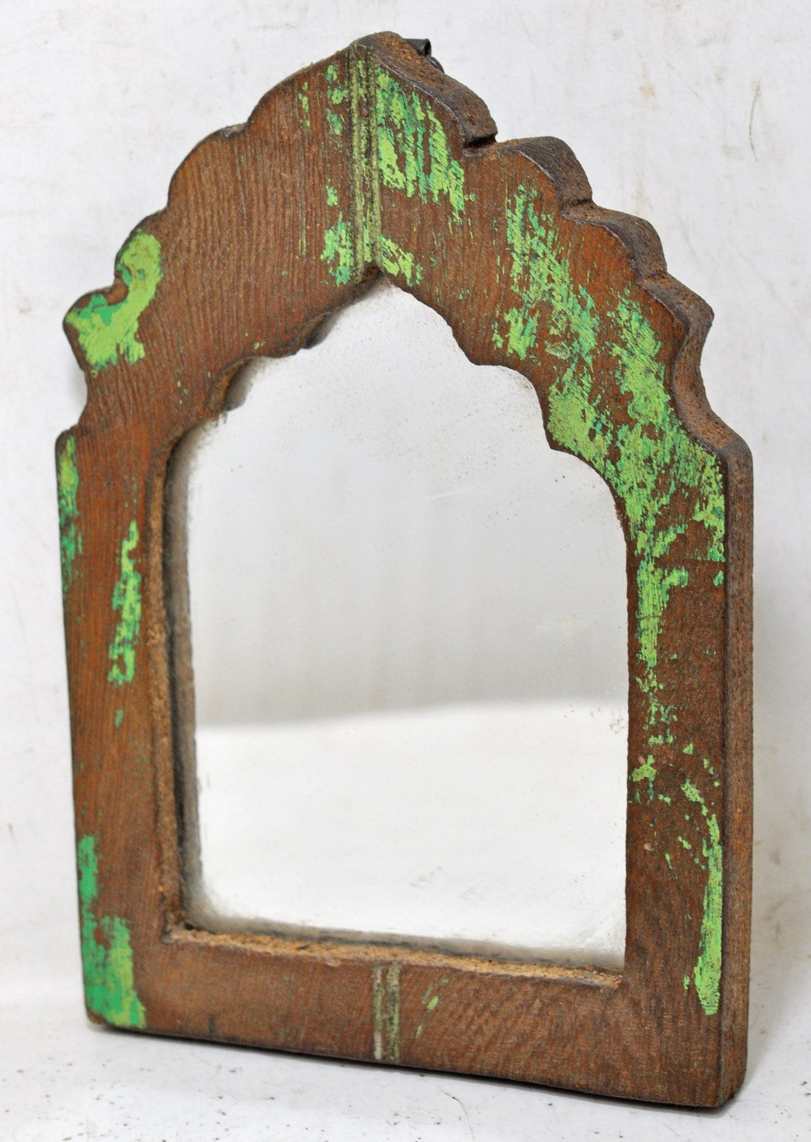 Salvage Reclaimed Wood Wall Décor Arch Shaped Mirror Frame Rustic Polychrome