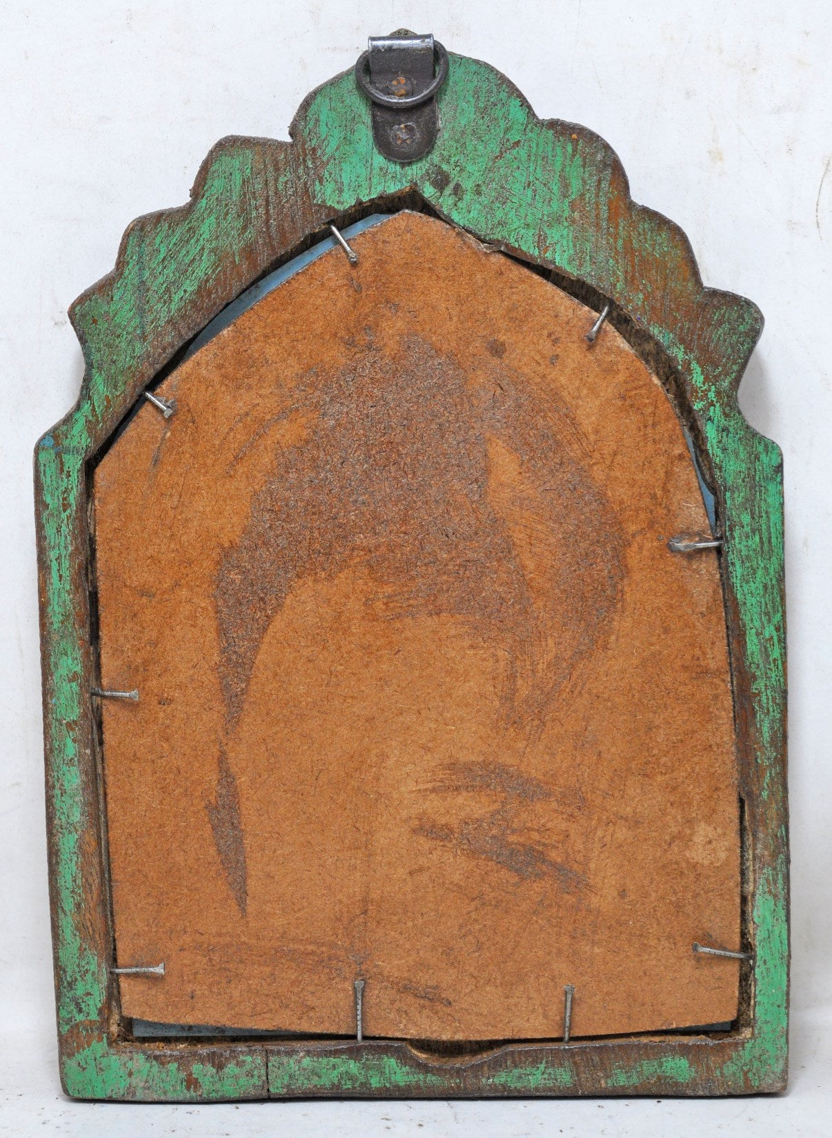 Salvage Reclaimed Wood Wall Décor Arch Shaped Mirror Frame Rustic Polychrome