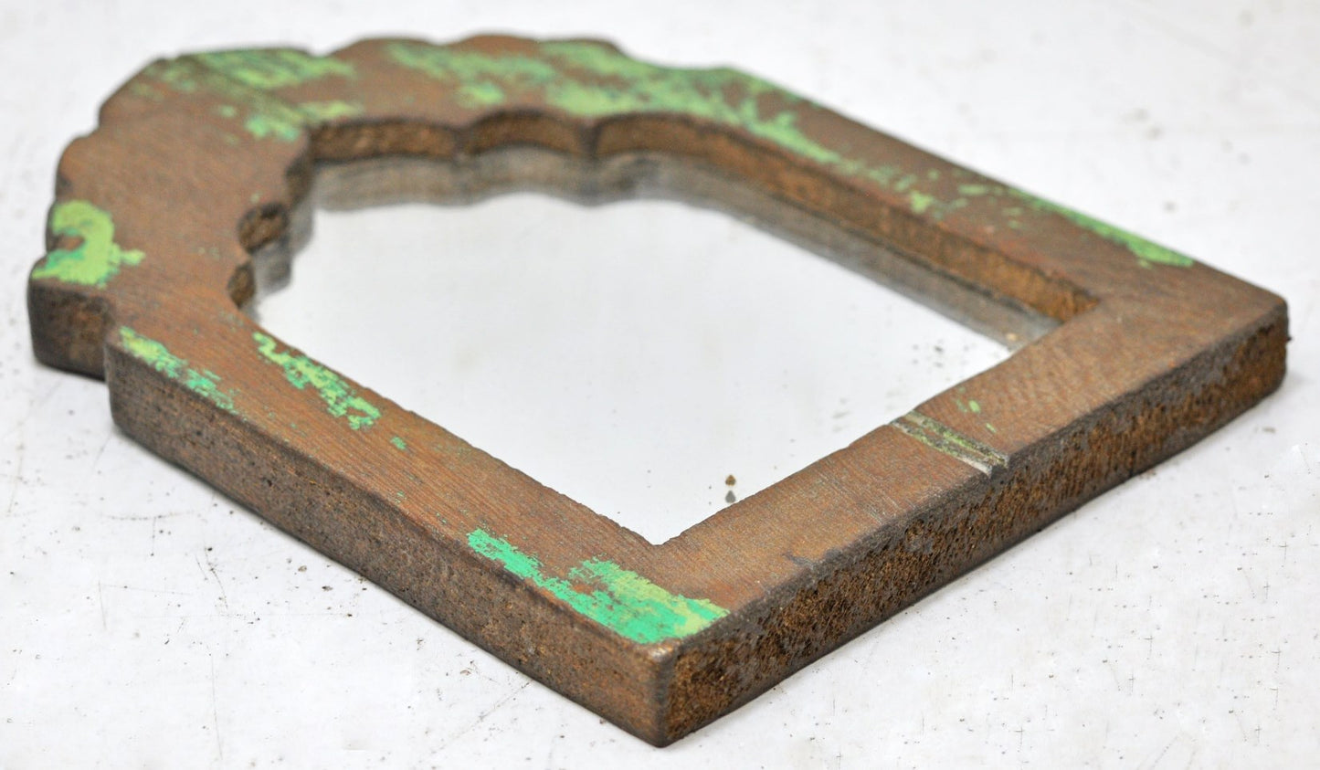 Salvage Reclaimed Wood Wall Décor Arch Shaped Mirror Frame Rustic Polychrome