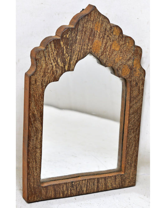 Salvage Reclaimed Wood Wall Décor Arch Shaped Mirror Frame Rustic Polychrome