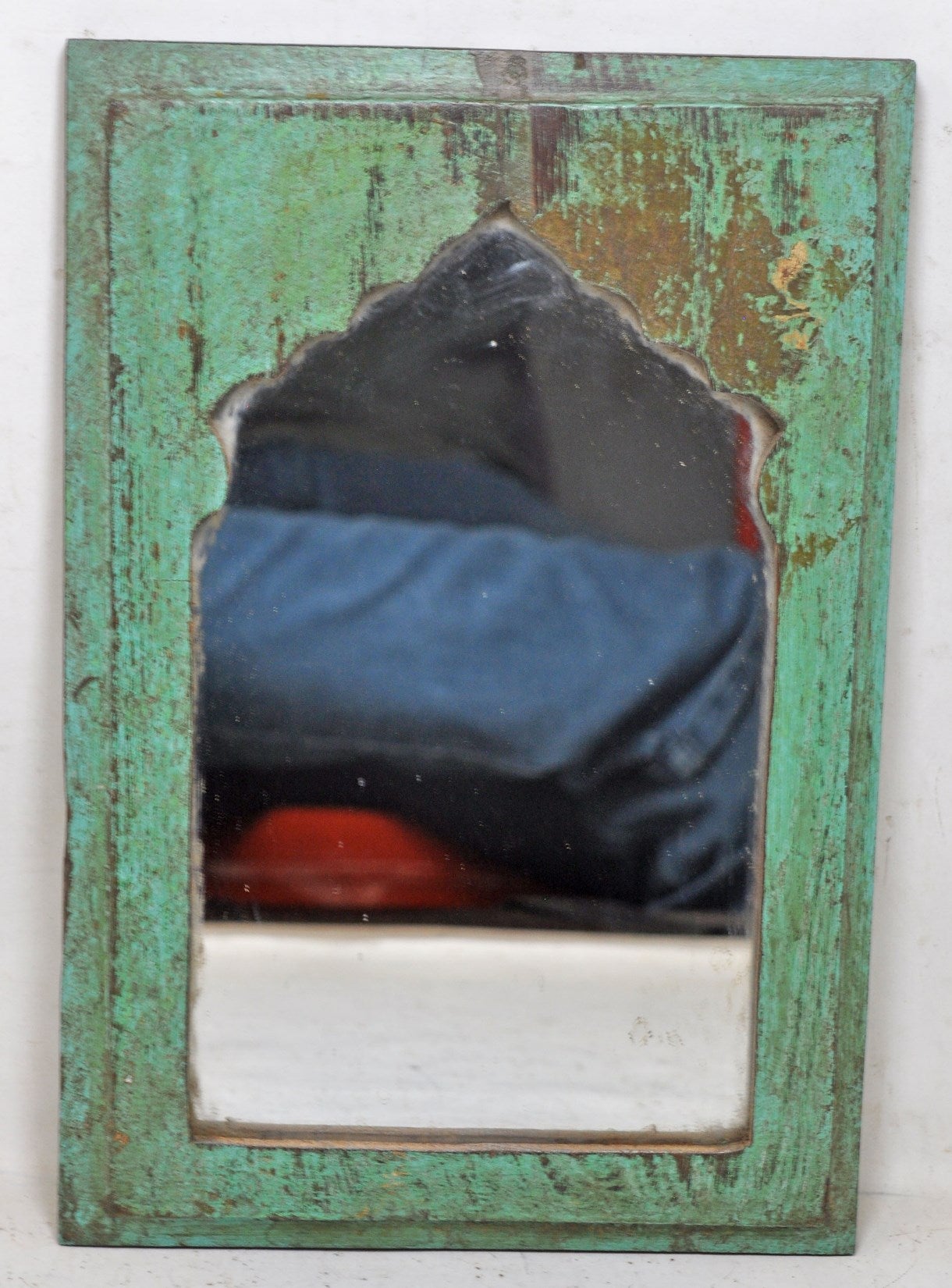 Salvage Reclaimed Wood Wall Décor Arch Shaped Mirror Frame Rustic Polychrome