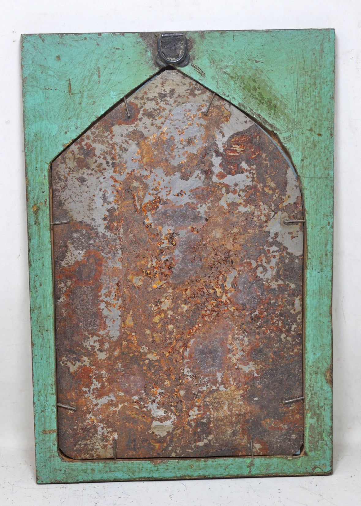 Salvage Reclaimed Wood Wall Décor Arch Shaped Mirror Frame Rustic Polychrome