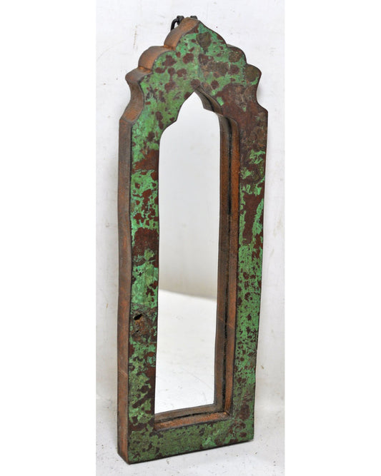 Salvage Reclaimed Wood Wall Décor Arch Shaped Mirror Frame Rustic Polychrome