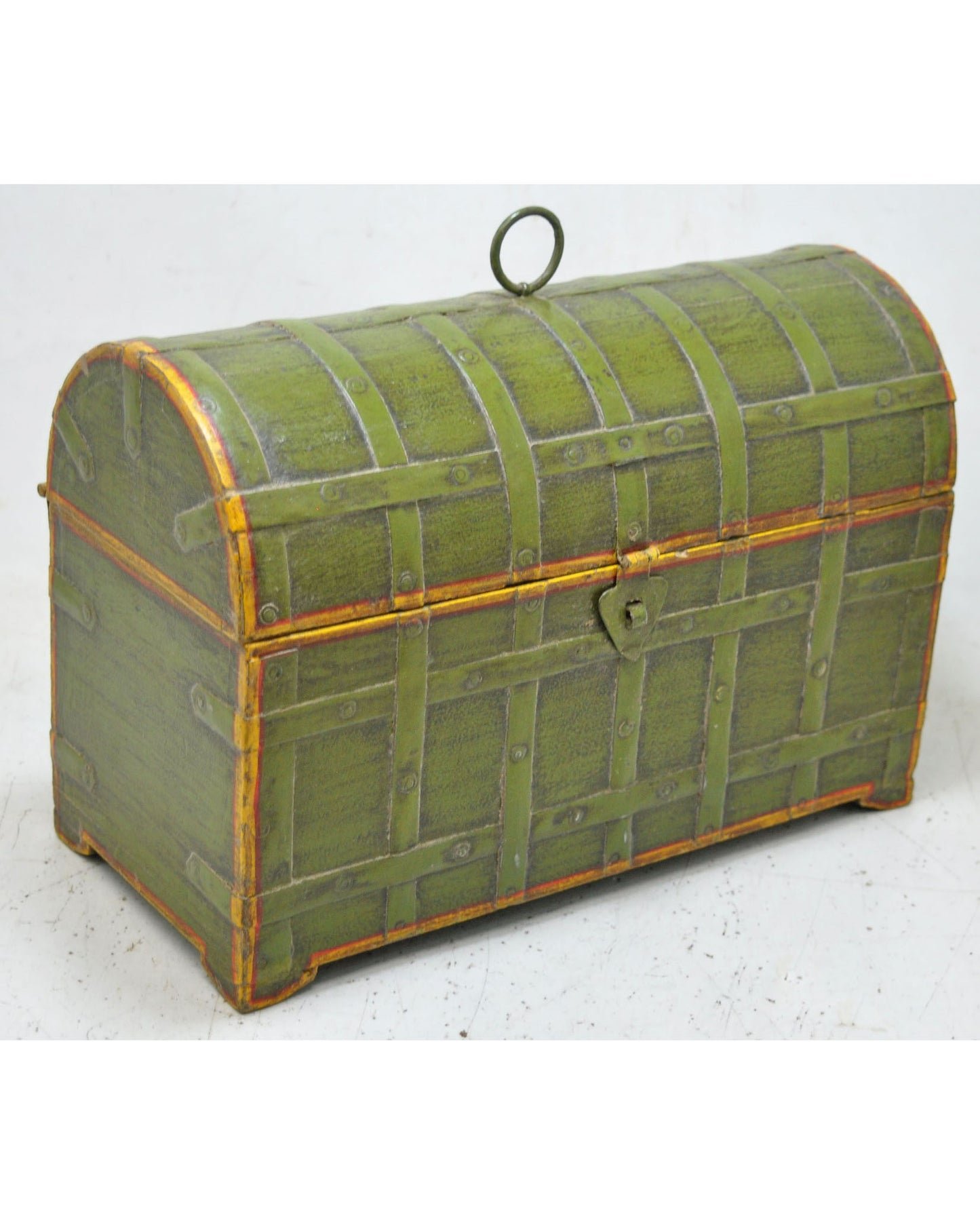 Vintage Wooden Half Round Top Storage Box Original Old Hand Crafted