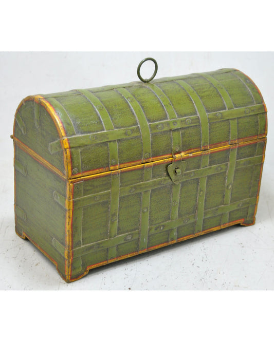 Vintage Wooden Half Round Top Storage Box Original Old Hand Crafted