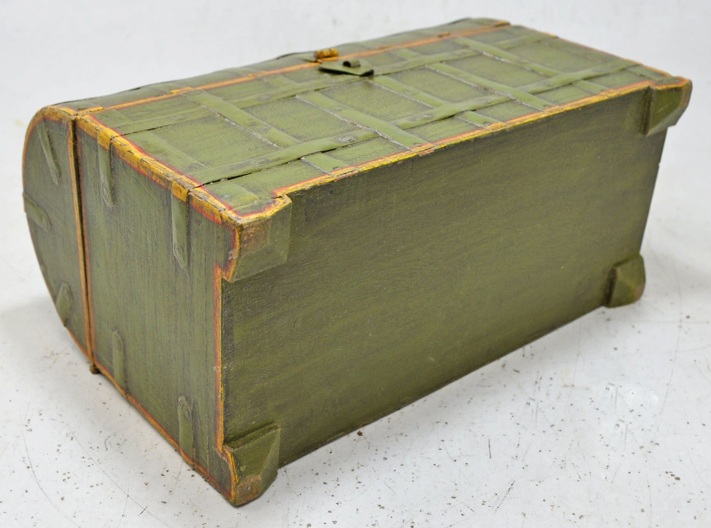 Vintage Wooden Half Round Top Storage Box Original Old Hand Crafted