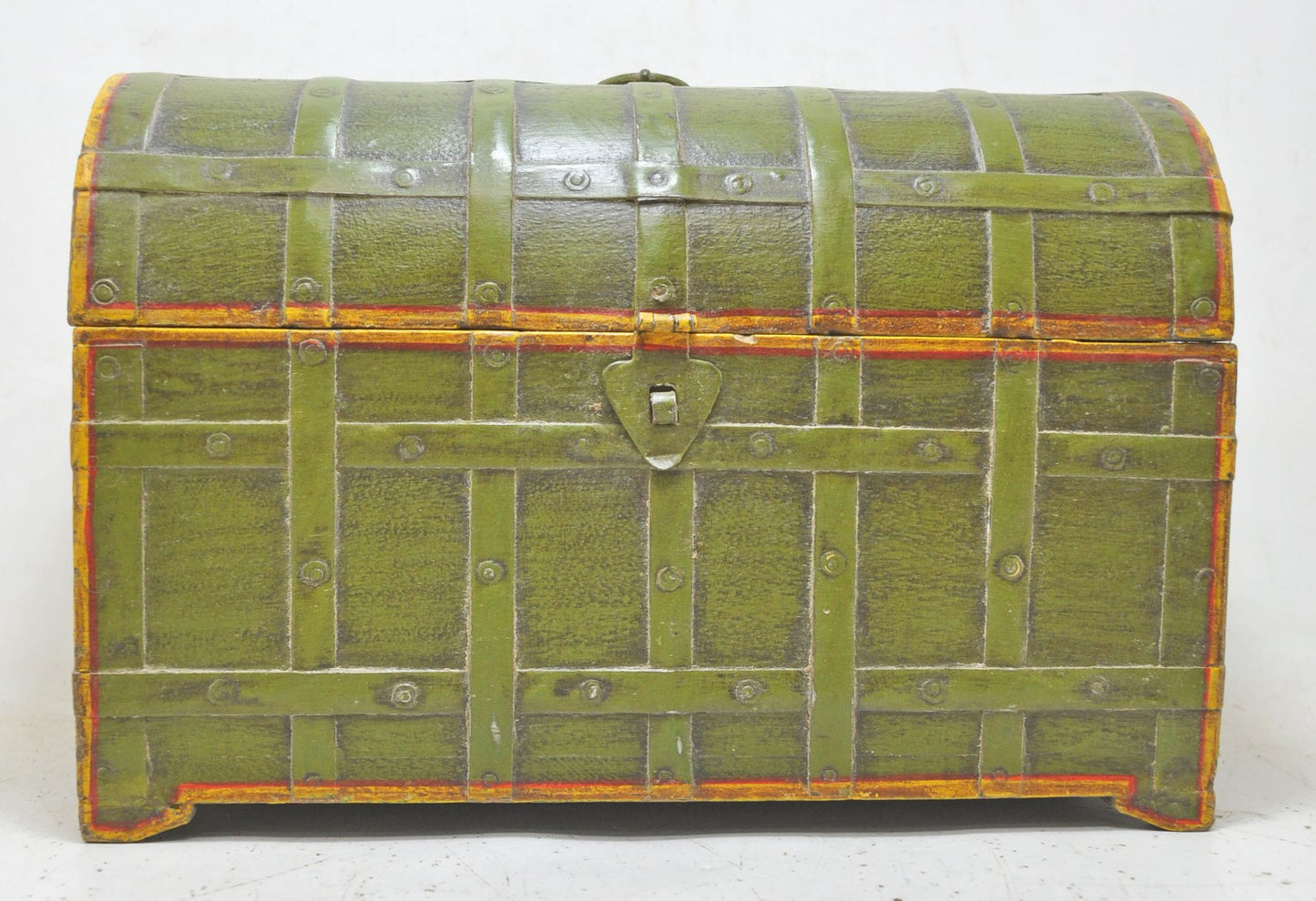 Vintage Wooden Half Round Top Storage Box Original Old Hand Crafted