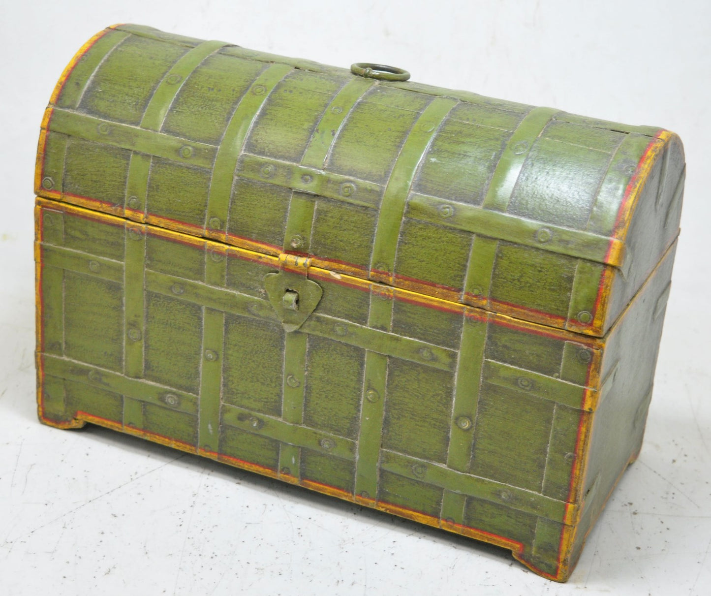 Vintage Wooden Half Round Top Storage Box Original Old Hand Crafted