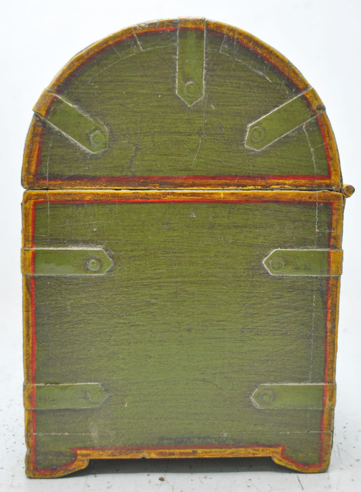 Vintage Wooden Half Round Top Storage Box Original Old Hand Crafted