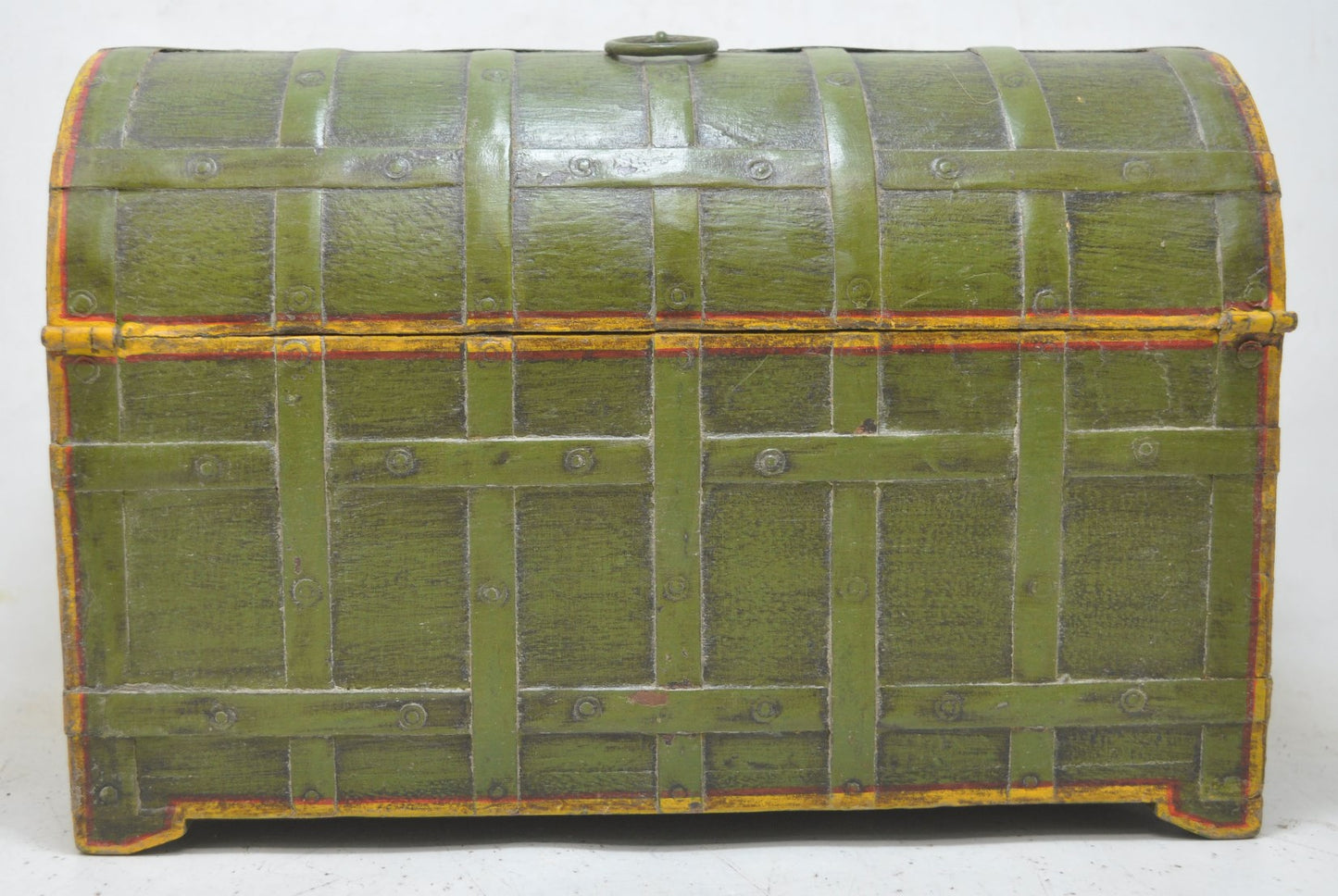 Vintage Wooden Half Round Top Storage Box Original Old Hand Crafted