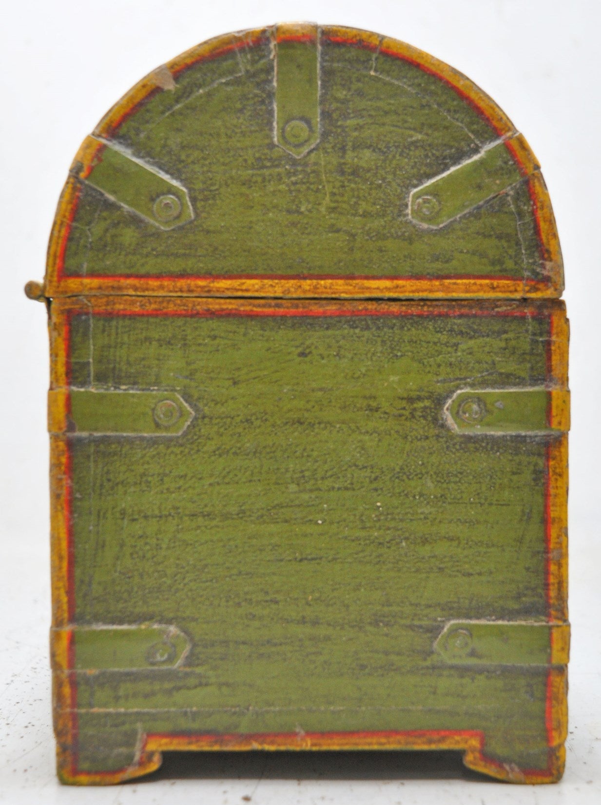 Vintage Wooden Half Round Top Storage Box Original Old Hand Crafted