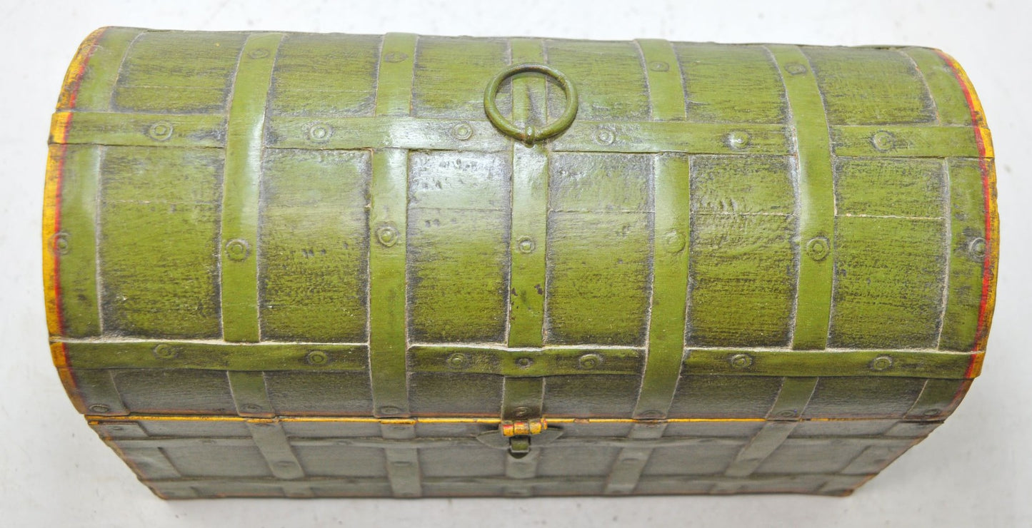Vintage Wooden Half Round Top Storage Box Original Old Hand Crafted